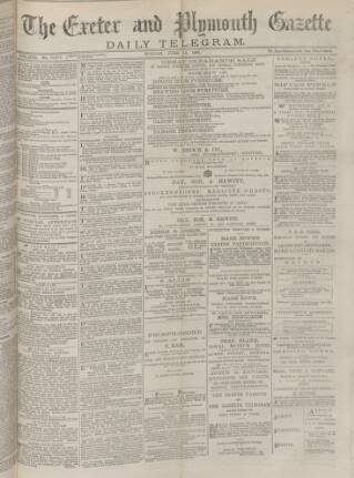 cover page of Exeter and Plymouth Gazette Daily Telegrams published on June 13, 1881
