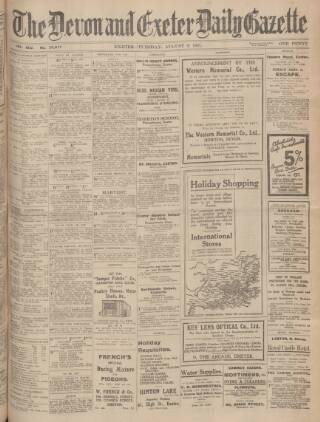 cover page of Exeter and Plymouth Gazette published on August 2, 1927