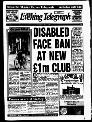 cover page of Derby Daily Telegraph published on April 1, 1989