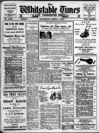 cover page of Whitstable Times and Herne Bay Herald published on April 1, 1950