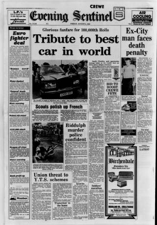 cover page of Staffordshire Sentinel published on August 2, 1985