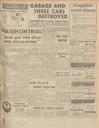 cover page of Essex Newsman published on April 1, 1949