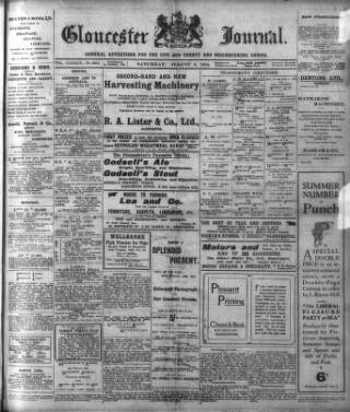 cover page of Gloucester Journal published on August 2, 1913