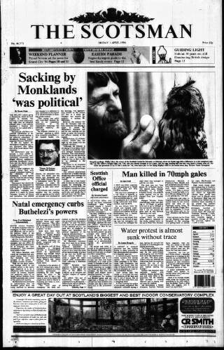 cover page of The Scotsman published on April 1, 1994