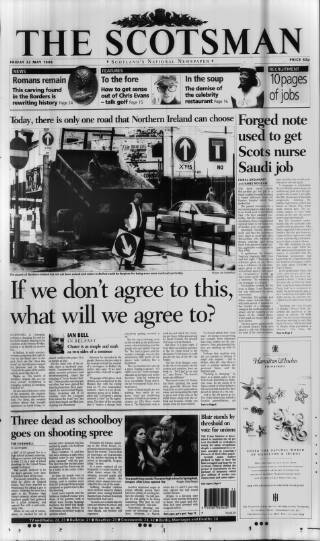 cover page of The Scotsman published on May 22, 1998
