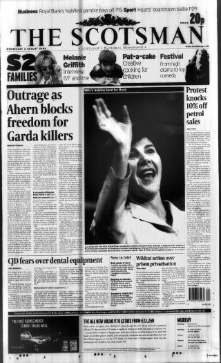 cover page of The Scotsman published on August 2, 2000