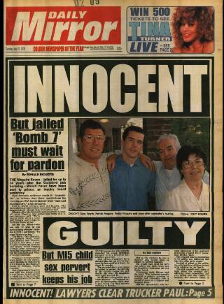 cover page of Daily Mirror published on May 22, 1990