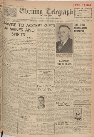 cover page of Dundee Evening Telegraph published on December 13, 1948