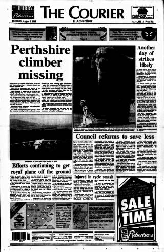cover page of Dundee Courier published on August 2, 1994