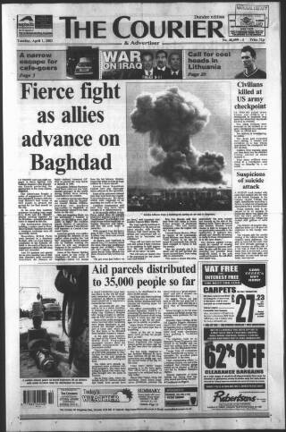 cover page of Dundee Courier published on April 1, 2003