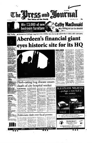 cover page of Aberdeen Press and Journal published on May 22, 2001