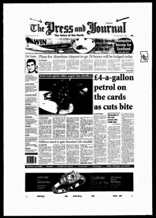 cover page of Aberdeen Press and Journal published on April 1, 2004
