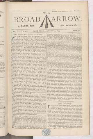 cover page of Broad Arrow published on August 2, 1873