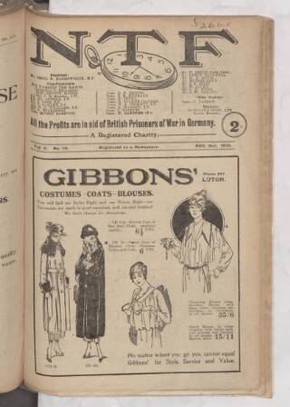 cover page of N.T.F. In Aid Of British Prisoners published on November 2, 1918
