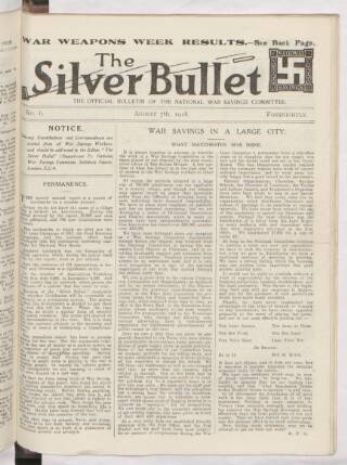 cover page of Silver Bullet published on August 7, 1918