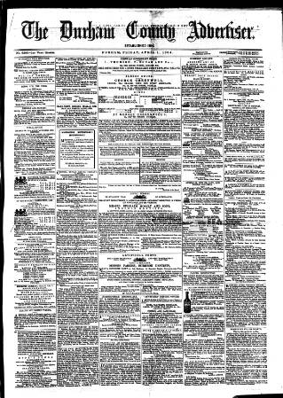 cover page of Durham County Advertiser published on April 1, 1864
