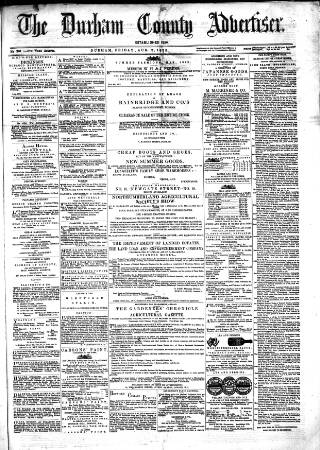 cover page of Durham County Advertiser published on August 2, 1872