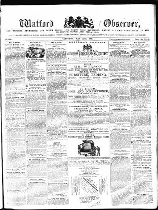 cover page of Watford Observer published on May 22, 1869