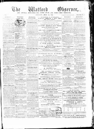 cover page of Watford Observer published on April 1, 1871
