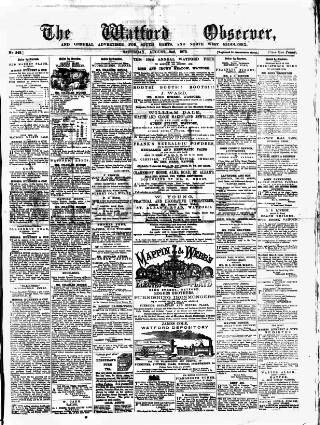 cover page of Watford Observer published on August 2, 1873