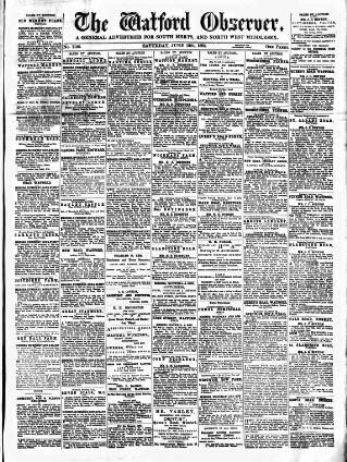 cover page of Watford Observer published on June 13, 1885