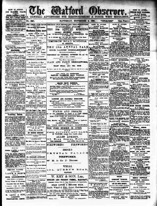 cover page of Watford Observer published on November 2, 1901