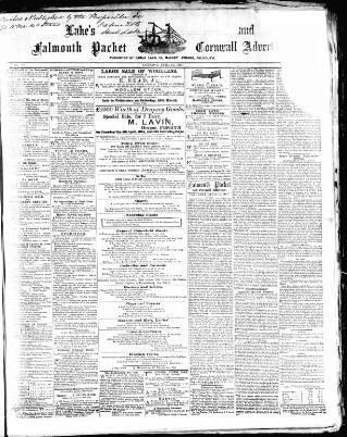 cover page of Lake's Falmouth Packet and Cornwall Advertiser published on April 1, 1865