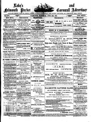 cover page of Lake's Falmouth Packet and Cornwall Advertiser published on June 13, 1891