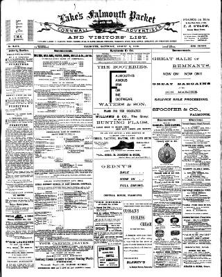 cover page of Lake's Falmouth Packet and Cornwall Advertiser published on August 2, 1902