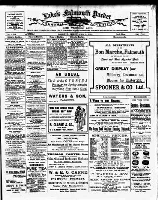 cover page of Lake's Falmouth Packet and Cornwall Advertiser published on April 1, 1910