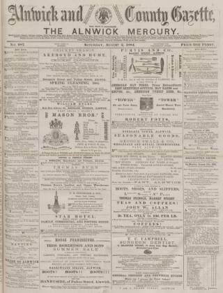 cover page of Alnwick Mercury published on August 2, 1884