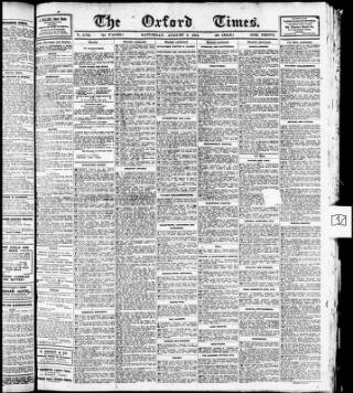 cover page of Oxford Times published on August 2, 1913