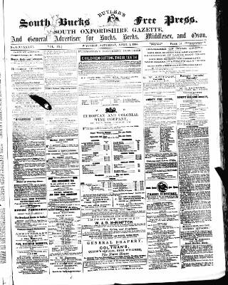 cover page of South Bucks Free Press published on April 1, 1865
