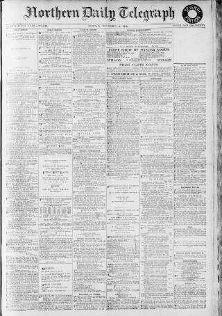 cover page of Northern Daily Telegraph published on November 2, 1914