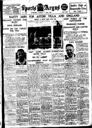 cover page of Sports Argus published on April 1, 1933