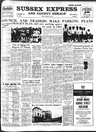 cover page of Sussex Express published on August 2, 1963
