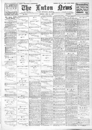 cover page of Luton News and Bedfordshire Chronicle published on April 1, 1926