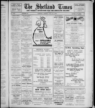 cover page of Shetland Times published on June 13, 1958