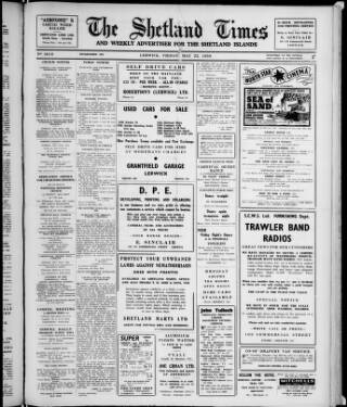 cover page of Shetland Times published on May 22, 1959