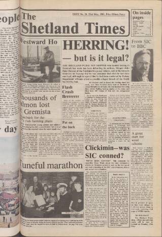 cover page of Shetland Times published on May 22, 1981