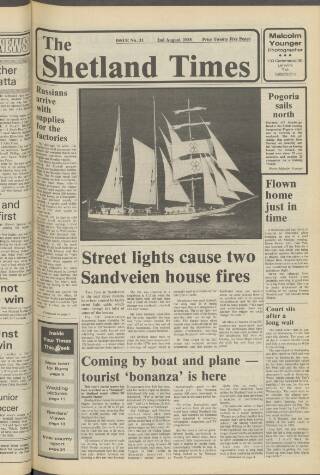 cover page of Shetland Times published on August 2, 1985