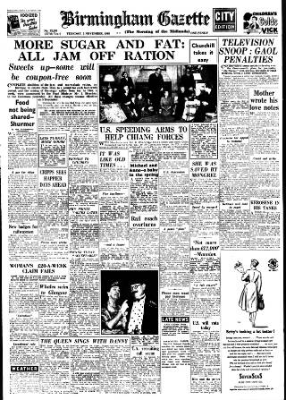 cover page of Birmingham Daily Gazette published on November 2, 1948