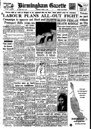 cover page of Birmingham Daily Gazette published on April 1, 1952
