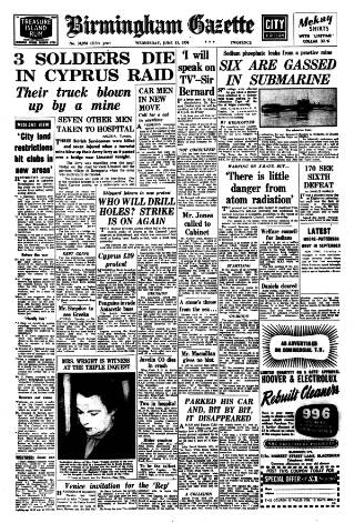 cover page of Birmingham Daily Gazette published on June 13, 1956