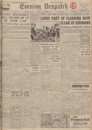 cover page of Evening Despatch published on November 2, 1944