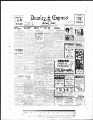cover page of Burnley Express published on May 22, 1940