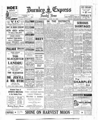 cover page of Burnley Express published on June 13, 1945