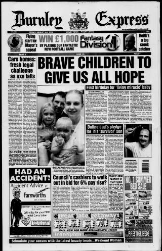 cover page of Burnley Express published on August 2, 2002