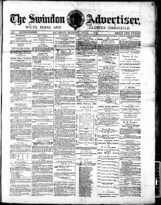 cover page of Swindon Advertiser and North Wilts Chronicle published on April 1, 1878
