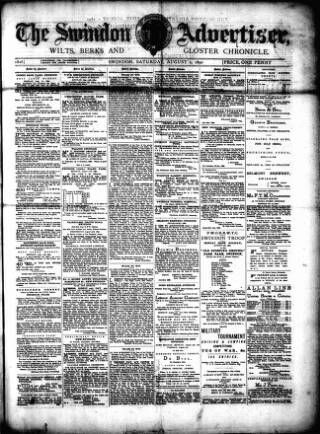 cover page of Swindon Advertiser and North Wilts Chronicle published on August 2, 1890